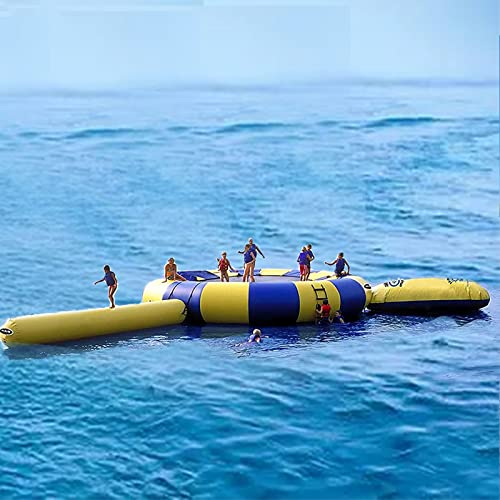 PLJKIHED Wassertrampolin, Seewassertrampolin, Wassertrampolin mit Rutsche/aufblasbares Wassertrampolin/Karnevalswassertrampolin/Trampolindüse, aufblasbares schwimmendes PVC-Trampolin,3M Stabilize