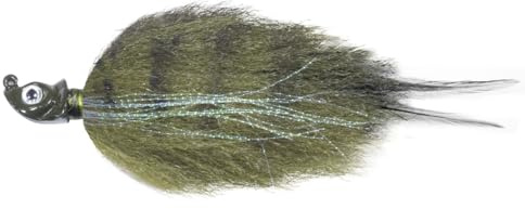 Northland Fishing Tackle Minnesota Mullet Hair Jig Fishing Lure, Lifelike Pulsing Action Bucktail Jig for Bass, Northern Pike, 1/2 Oz, Green Bluegill