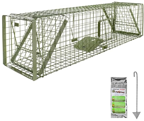 Petigi Lebendfalle Grün Drahtfalle Marder Lebend Wiesel Garten Kaninchen Abwehr Umsiedeln Falle Haus Zubehör Ratte Vertreiben Dachboden Rattenfalle 130 x 34 x 34 cm