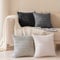 Softalker Kissenbezug Boho 45x45 cm Grau Schwarz Cord 4er Set flauschig Kissenbezüge Kissenhüllen Herbst Winter Deko Dekokissenbezug Sofakissen Couchkissen für Sofa Wohnzimmer Schlafzimmer Weihnachten