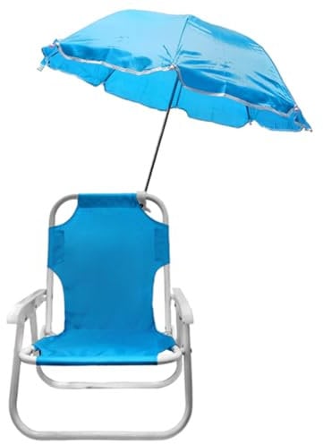 Sedia a sdraio con ombrellone per bambini sediolina richiudibile relax da mare spiaggia piscina (CELESTE)