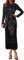 GRACE KARIN Damen Club Nacht Out Kleider Rundhals Rüschen Pailletten Glitzer Kleid Sexy Transparent Ärmel Bodycon Bleistiftkleid Schwarz M