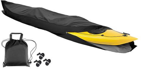 LDIW Universal Kajak Abdeckung, Vollständig Umlaufende Kanu Abdeckung 420D Wasserdicht und UV-beständig Staubschutzschild für Kanu Kajak Boot,Schwarz,18FT: 5.5mx1m