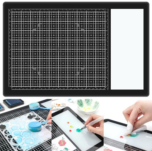 Briartw 10.24x15.75 Inch Magnetic Glass Craft Mat - Black, Scratch & Heat Resistant for Cutting, Stamping, Mixed Media, Heat Embossing, & Hot Glue Crafts - Includes Magnets