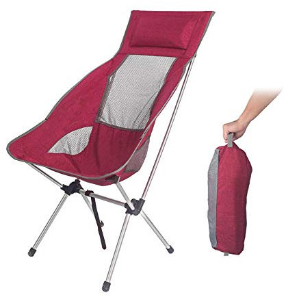 VNGBFGDFVN Klappstuhl, Angelstuhl, Picknickstuhl, max. Belastung 180 kg, tragbarer Klappstuhl, Campingstuhl mit Kissen, Klappstuhl, tragbarer Stuhl/Lila/Einheitsgröße