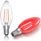 Caldarax 2 Stück E14 Rot LED Glühbirnen 2W, Ersatz für 20W Glühlampe, 200LM, C35 Kerzenform, Klare LED-KerzenLampen, E14 Farbige Rot Glühbirne, für Hochzeit Halloween Weihnachten Party Bar