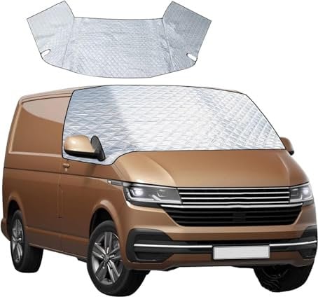YWNYT Windschutzscheibenabdeckung für VW T6, mit innerer Baumwolle, Frontscheiben-Wickelabdeckung, faltbar, thermische Windschutzscheibenabdeckung, Anti-Sonnenschutz, Schnee, Frost