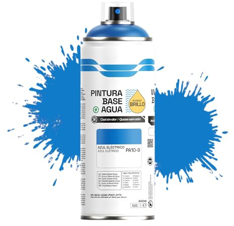 Etrexonline Pintura Spray Ecológica 400ml - Base Agua, Sin Olor - Para Muebles, Metal, Plástico y Madera - Colores Vivos y Permanentes, Cobertura Uniforme - Azul Eléctrico, 1 unidad