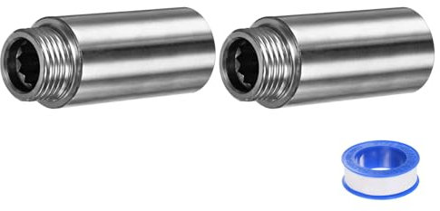 M METERXITY Shower Head Extension Arm, Stainless Steel G1/2 Male to Female Extension Pipe Fitting Adapter with PTFE Thread Seal Tape for Shower/Faucet, Pipe Plumbing Coupler 2.36/60mm 2-Pack