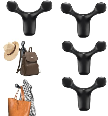 Mooche 4PACK Super Durable Alloy Safety Garderobenhaken Hornförmiger | Niedlicher Haken,Geeignet für Mäntel,Taschen und Hüte,mit 4 Schraubbefestigungen,für Schulen,Arbeitsplätze,Privathaushalte