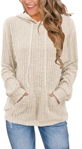 DUOEASE Pullover Damen Casual Farbblock Kapuzenpullover Damen Hoodie Langarm Sweatshirt