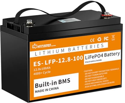Batterie LiFePO4 12V 100Ah avec BMS intégré, Batterie au lithium pour camping-cars, solaires, remorques et applications hors réseau - Stockage d'énergie durable, sûr et fiable