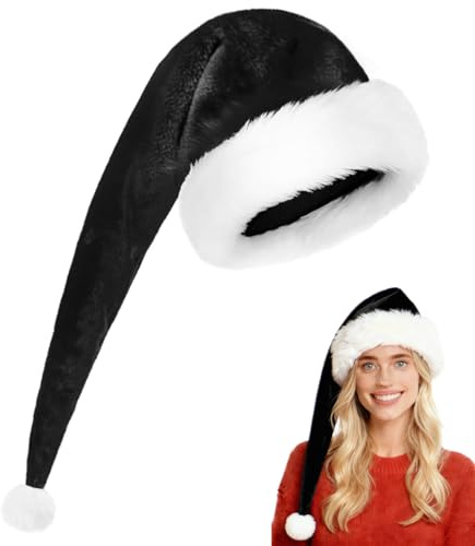 FORDJA Lang Weihnachtsmütze, Plüsch Weihnachtsmann Mütze, Nikolausmütze mit Dicker Fellrand, Santa Clause Mütze, für Cosplay, Weihnachtsfeier, Partys
