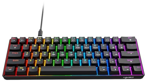 XUMIUZIY 60% Kabel Gaming Tastatur, 61 Tasten RGB Mechanische Tastatur mit Rotem Switch, Heißer Swappable, Multimedia Tasten, mi NI Office Tastaturen für Wins Laptop PC