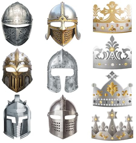SANYUANHE 10 Stück Mittelalter Ritter Helm für Maskenball Maske, Fasching Papier Ritter Maske,für Venezianische Rollenspiel Geburtstage Themenpartys Party Deko