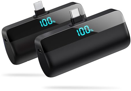 [2 Pack] Feob Mini Power Bank 5200mAh für iPhone 17/16/15 Serie, PD Schnellladung Powerbank USB C Externer Akku mit LCD-Display, Kompatibel mit iPhone 17/16/15 Plus Pro Max,Samsung S25,USB C Telefone