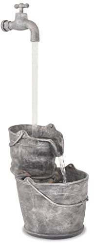 Ordellia Fontaine décorative avec Robinet et seaux en polyrésine pour intérieur et extérieur Design élégant Pompe Automatique Ambiance relaxante idéal pour terrasse Patio Balcon