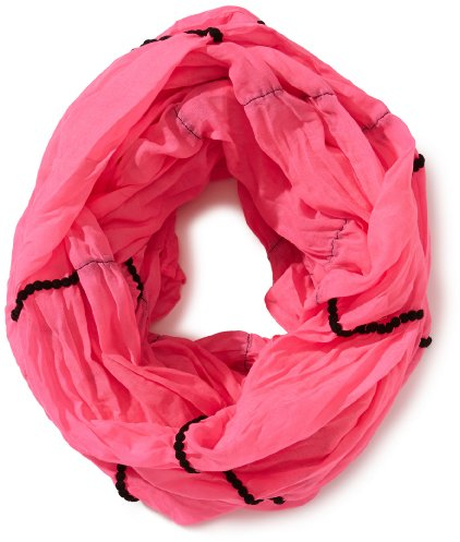 VERO MODA Damen Schal 10092896 NEW MIA NEON CIRCLE SCARF, Gr. one size, Mehrfarbig (KNOCKOUT PINK/Detail:BLACK TRIM)