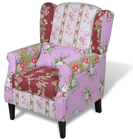 vidaXL Sessel Patchwork Bunt Baumwollbe Relaxsessel Ohrensessel Polstersessel