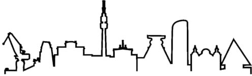 Samunshi® Ruhrgebiet Skyline Wandtattoo Silhouette 180 x 52cm schwarz