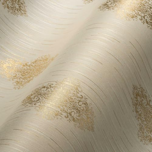 A.S. Création Architects Paper Textiltapete Luxury wallpaper Tapete mit Ornamenten barock 10,05 m x 0,53 m beige metallic Made in Germany 319462 31946-2