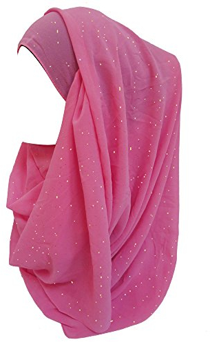 Lina & Lily Damen Hijab Kopftuch Schal mit Glitzer aus Premium Chiffon (Hellrosa)