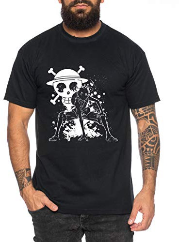 Ruffy Angry Zorro Gear One Manga Herren 2 Ruffy T-Shirt Anime Piece, Farbe:Schwarz, Größe:4XL