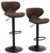 ALPHA HOME Barhocker 2er Set Höhenverstellbar Drehbarer Barstuhl mit Lehne aus PU Leder Stylisch Küchenstühle Tresenhocker mit Fußstütze, bis zu 160KG(Braun)
