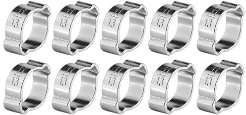 10 Stück Schlauchschellen Justierbare Doppel Ohrklemme Edelstahl Zweiohr Schlauchklemme 5-23 mm für Fule Benzinrohrschlauch(11-13Mm)