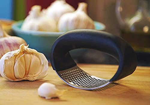 Garlic Rocker, an Easy to Use Ergonomically Designed Garlic and Ginger Press Crusher - Made from Stainless Steel, Labor Saving and Easy to Clean