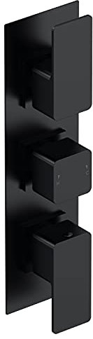 nuie WIN4TR02 Windon Modern Bathroom Concealed Square Triple Thermostatic Shower Valve, 280mm, Matt Black