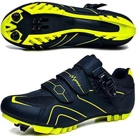 GZQIAWY Radfahren MTB Schuhe Herren Sport Route Cleat Road Dirt Bike Speed Flat Sneaker Racing Damen Fahrrad Mountain SPD Biking Schwarze und grüne Berge 44