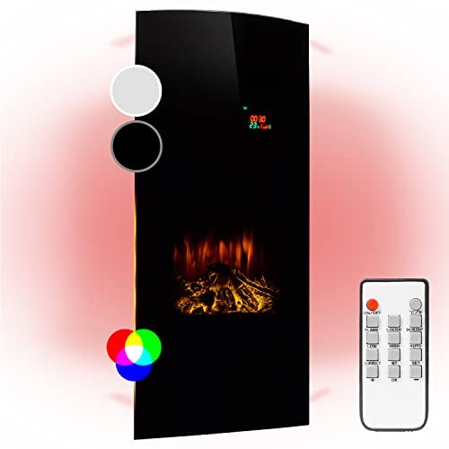 Klarstein Chimenea Electrica Pared, Estufa sin Leña de Interior, Chimeneas Electricas Decorativas 2000W, Llama LED, Chimenea Decorativa Falsa, Mando a Distancia, Temporizador y Termostato Ajustable