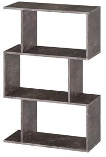 RICOO Standregal 3 Regalböden WM075-BG Raumteiler Regal schmal betongrau 106×70×30 cm Bücherregal Holzregal Wand Würfelregal Büroregal klein Regale & Ablagen Bookshelf Wandregal Holz
