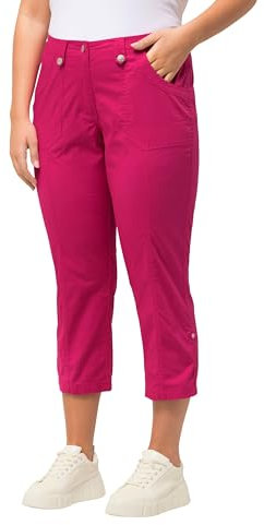 Ulla Popken 7/8 Pantalones Cargos Pants, Color Rosa Fucsia, 32W x 32L para Mujer