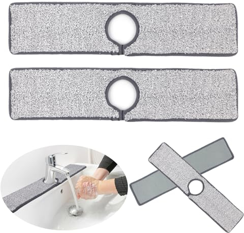 Kitchen Sink Splash Guard, 2 Pcs Grey Sink Splash Guard, Drying Sink Faucet Absorbent Mat, 18.1 * 3.9 Inch Faucet Mat for Bathrooms, Kitchens, Motorhome, Bar