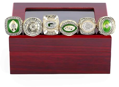 LLUCH Green Bay Packers Championship Rings Sets Rugby Champion Ring mit Displaybox Super Bowl NFL Souvenir Sammlerstücke Einzigartige Geschenke für Cowboy-Herrenväter