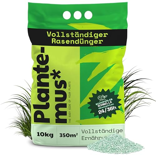 PLANTEMUS Abono Césped Verano Efecto Prolongado NPK (12-11-18) + Micronutrientes, Césped Verde y Duradero, Fertilizante Granulado Perlas Ultrasolubles, Saco 10 KG, 350 m²