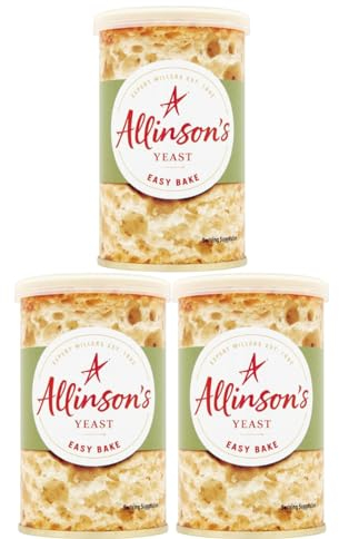 Allinson's Easy Bake Yeast Tin 100g X 3 Tins, Quality ingredients, Better baking every time, For bread makers & hand baking, Makes up to 14 loaves, Suitable for vegetarians and vegans