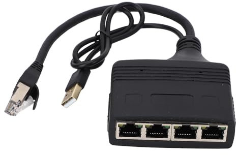 Gigabit-Ethernet-Splitter, 1 in 4 Out High Speed ​​1000 Mbit/s RJ45-Netzwerk-Splitter-Adapter mit USB-Schnittstelle, LAN-Splitter für Netzwerkkabel