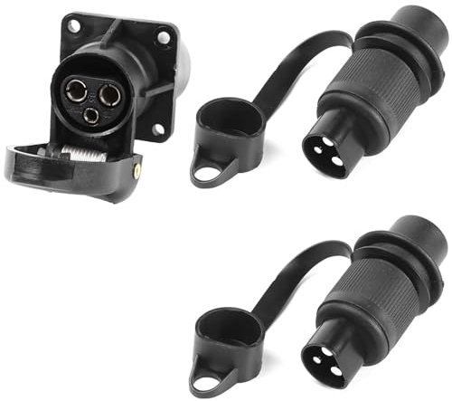 AGRISHOP 2X Prise Remorque Male 3broches et 1x Prise Remorque Femelle 3broches 12v 24v Connecteur Electrique pour Agricole Tracteur