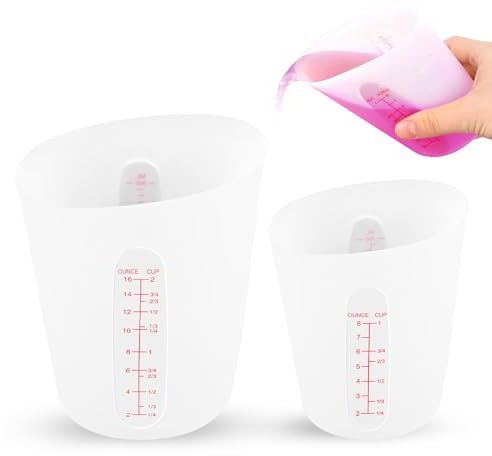 2 Pezzi Misurini in Silicone,Tazze in Silicone con Graduato,Bicchiere Dosatore in Resina epossidica,Caraffa graduata da cucina,Tazze dosatrici in 500ML&250ML per resina epossidica,para Resina Moldes