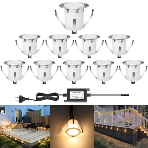DarisingSun 10er LED Einbauleuchten Bodeneinbaustrahler Warmweiß Deckenspot Einbaustrahler Deckenleuchte Wasserdicht IP67 Einbaulampe 0,6W Ø30mm Außenleuchten für Küche Garten Treppen Balkon Terrasse