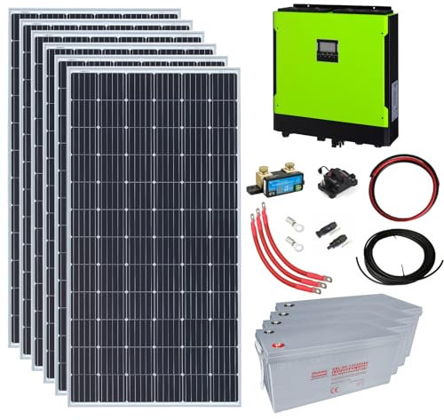 2.1kW Grid-tie Solar Power kit with 5.5kW Hybrid Inverter and 9.6kWh Battery Bank