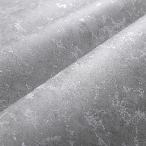 Beswitory Industrial Textured Concrete Effect Wallpaper Retro Cement Dark Grey Wallpaper Luxury Wall Paper with Distressed Pattern, Textured Finish & Metallic Detailing for Living Room, Bedroom