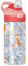 Bouteille d'eau isotherme en acier inoxydable pour enfants avec paille - 350 ml - Motif animaux de la forêt et fleurs de renard - Gourde anti-fuite en métal pour filles, sans BPA