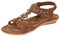 CARETOO Sandales Femme Plates Été Bohème Sandales Confortables Chaussures pour Plage Vacances (Marron, 38 EU)