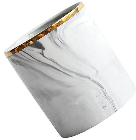 SHINEOFI Pot À Crayons En Marbre Pour Le Rangement Des Fournitures Scolaires Gris Élégant Avec Bordure Dorée Décoration De Bureau