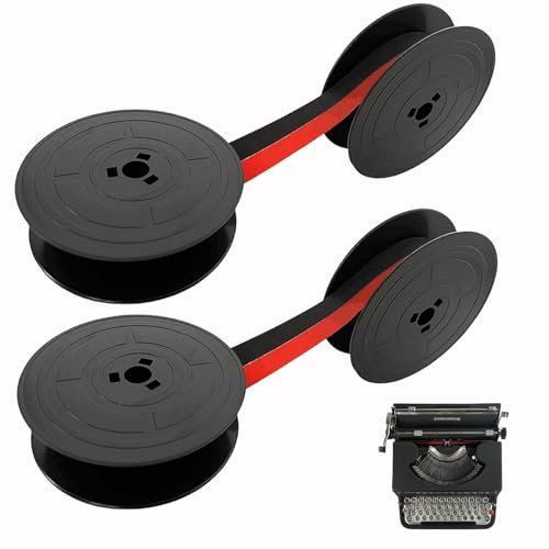 Lcyen 2 Stück Farbband für Schreibmaschine, Schreibmaschinenband Rot Schwarz mit Olivetti GR4, Strapazierfähig und Langlebig Nylon Schreibmaschine Farbband, Doppel Spule Schreibmaschinen Farbband