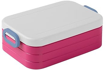 Mepal Midi Lunch Box - Lunch Box To Go - Lunch Box for 2 Sandwiches or 4 Slices of Bread - Meal Prep Box - Adult Lunch Box - Food Box with Dividers - Limited Edition Pink
